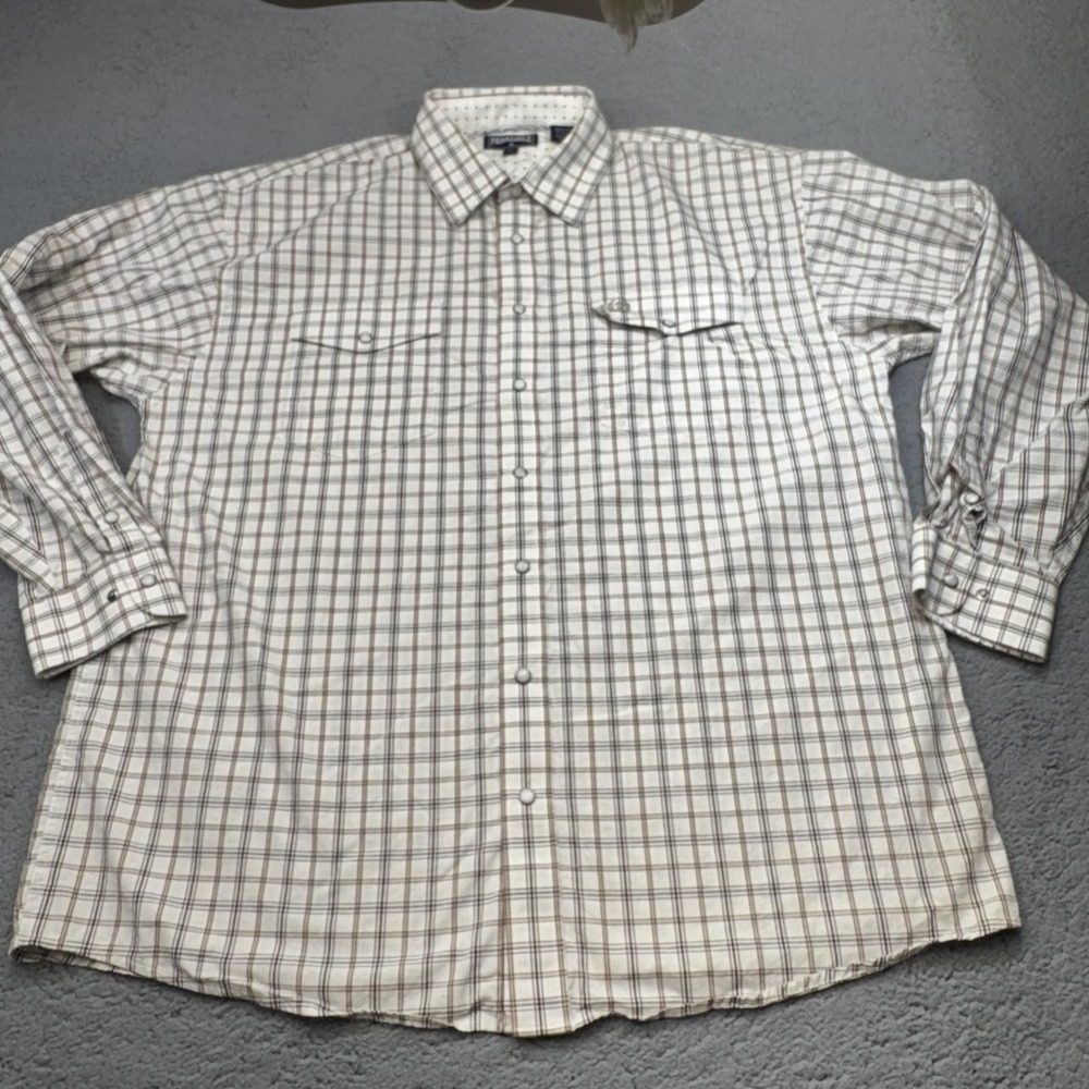 Panhandle Slim Shirt Mens XL Brown Plaid Western Pearl Snap Long Sleeve Rodeo